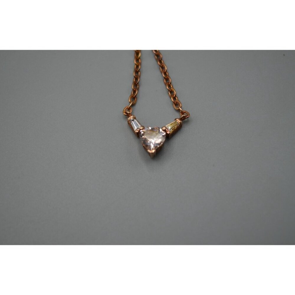 Sterling Silver Chain Necklace Set Heart Cut Stone Accent 925 9" Rose Gold Plate - Picture 8 of 13